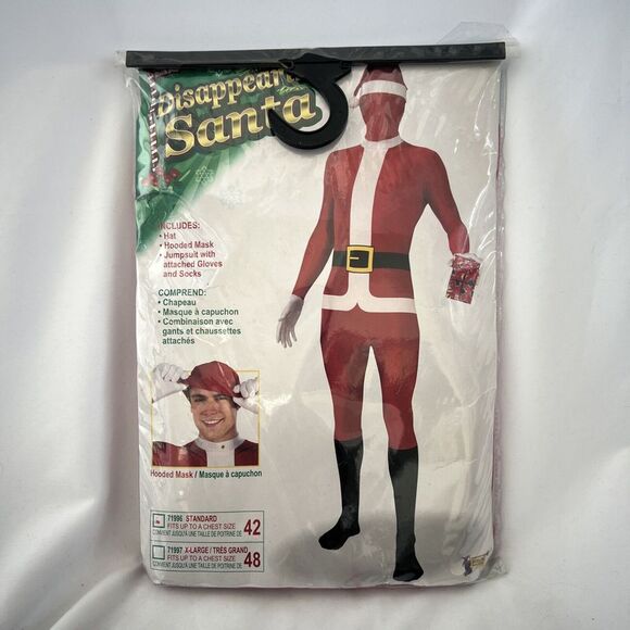 Disappearing Santa Standard Hooded Mask Costume Holiday Christmas 71996 Red‎ - Picture 1 of 4
